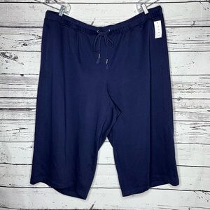 LIVI Active Lane Bryant NWT 26/28 Blue Knit Relaxed Straight Lounge Capri Pants